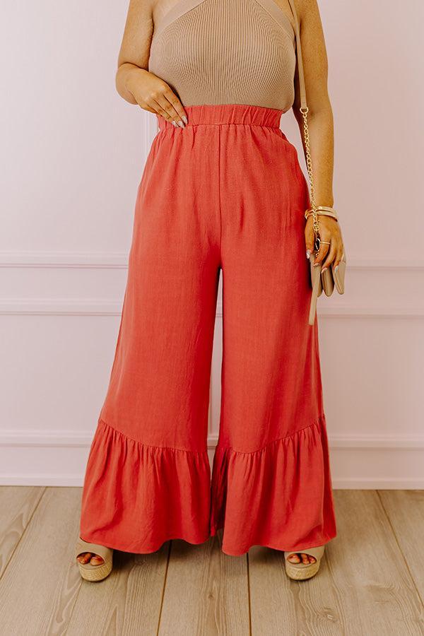 The Kenzo High Waist Linen-Blend Trousers In Aurora Red Curves Product Image