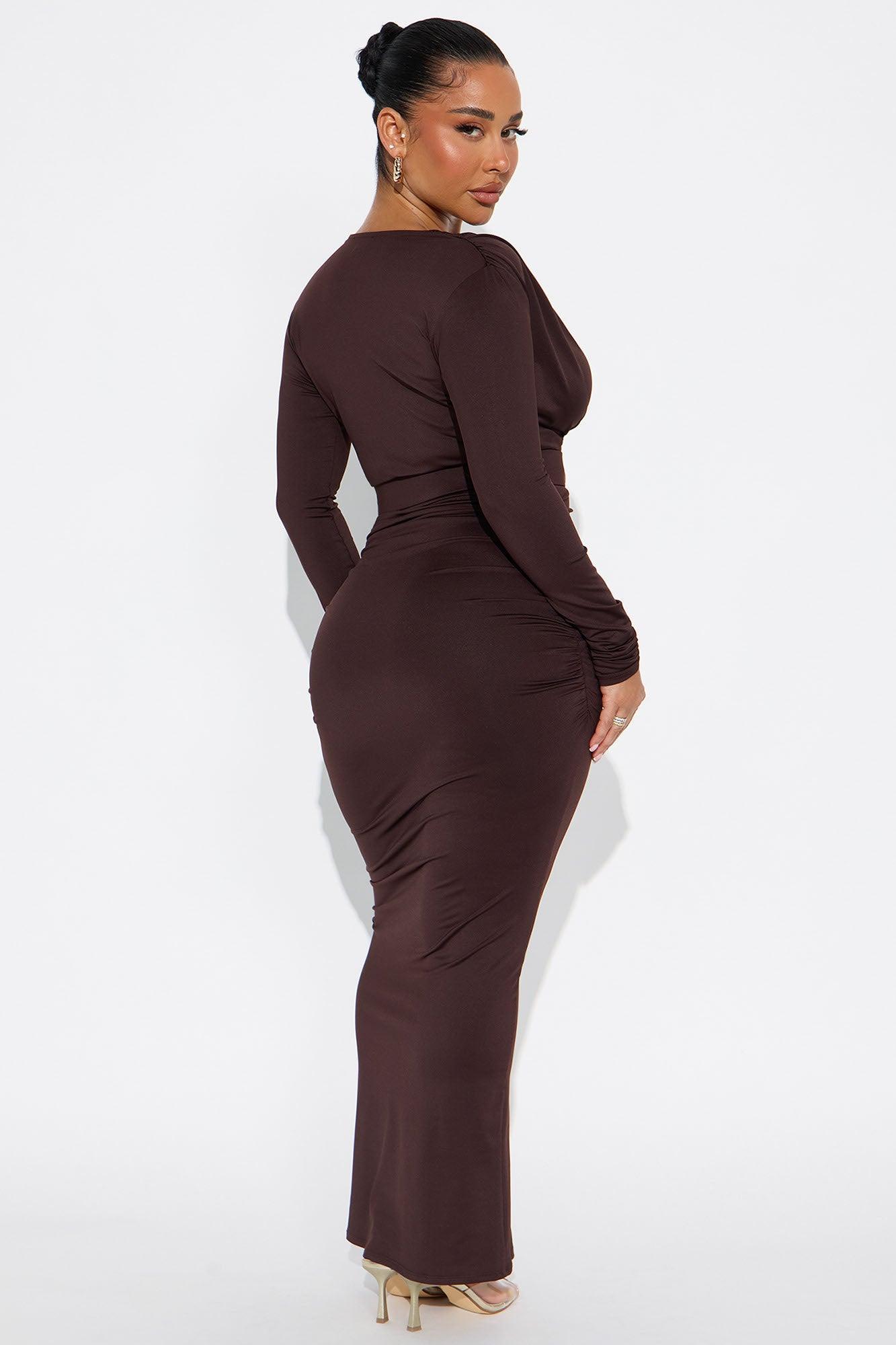 Ashley Belted Maxi Dress - Chocolate Product Image