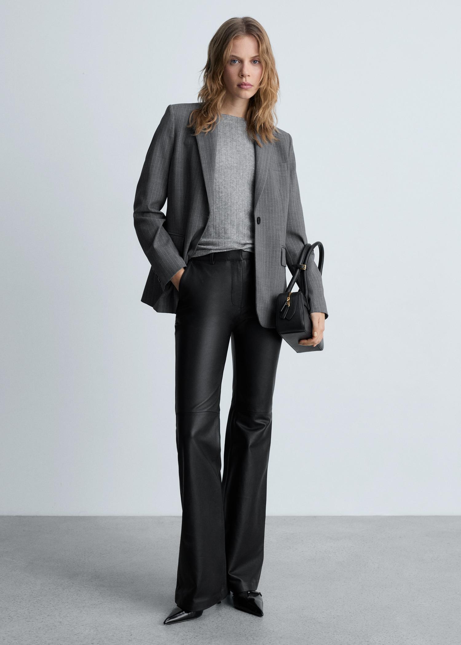 Long-sleeved pointelle t-shirt - Women | MANGO USA Product Image
