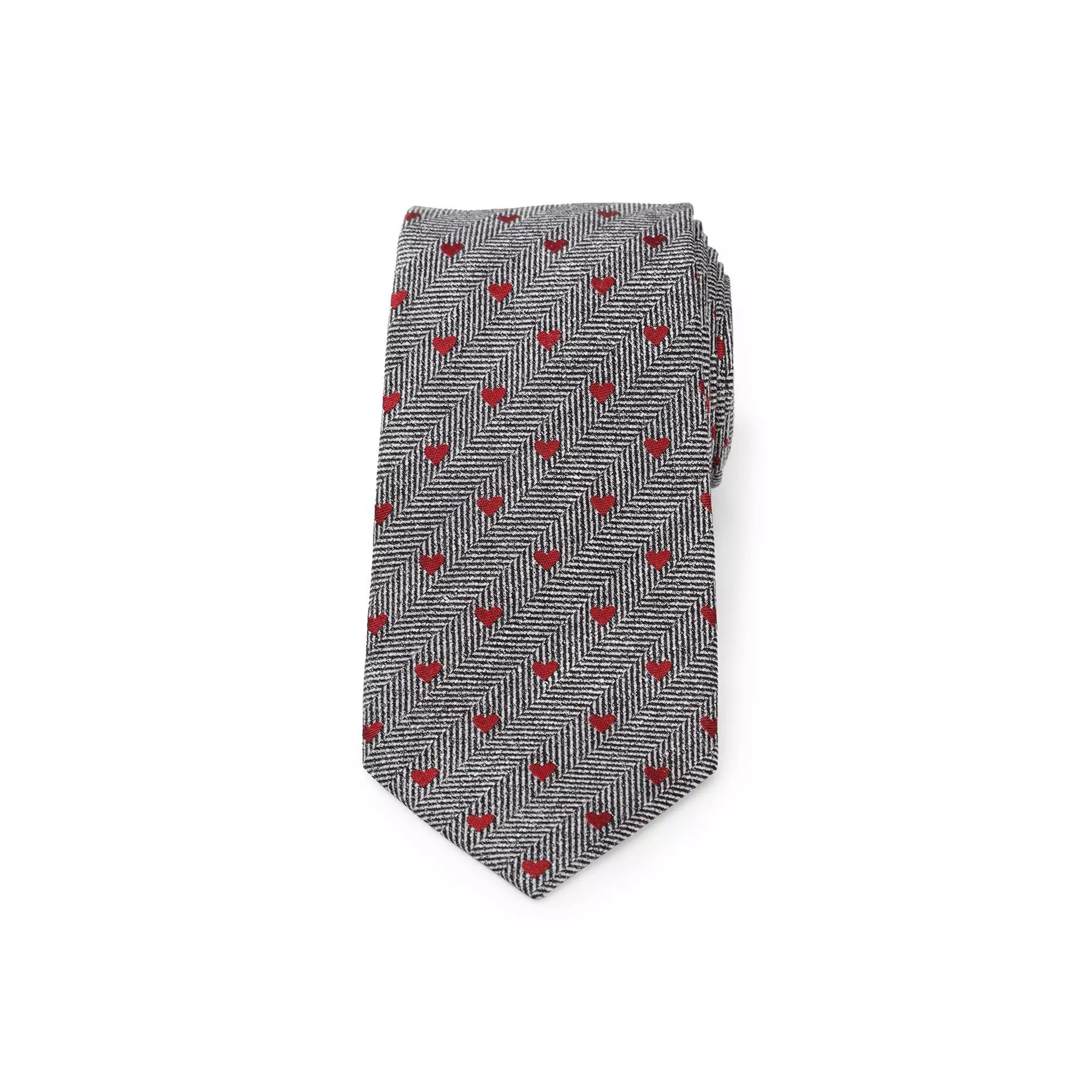 Men's Cuff Links, Inc. Herringbone Heart Tie, Black Product Image