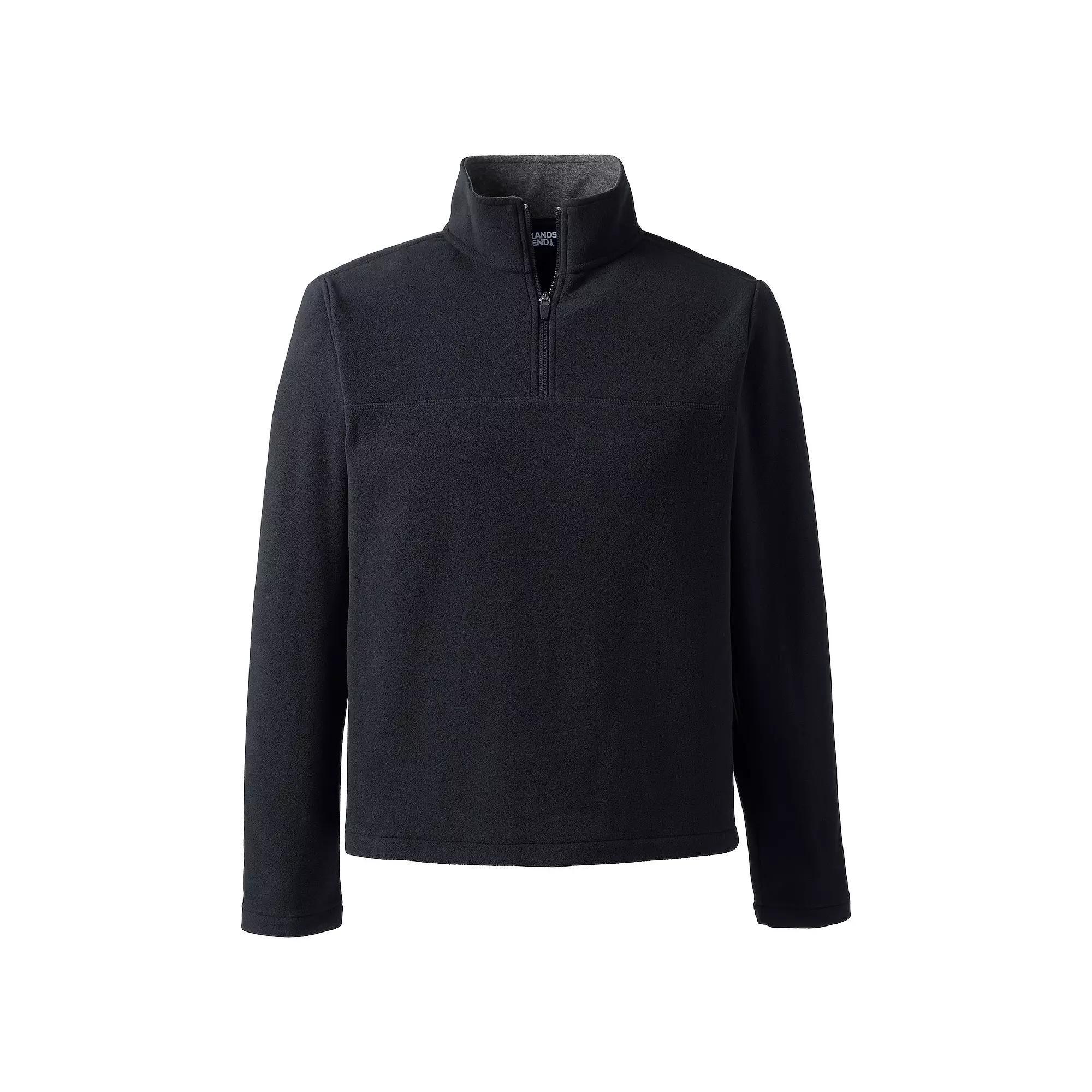 Big & Tall Lands End Fleece Quarter-Zip Pullover, Mens Dark Grey Heather Product Image