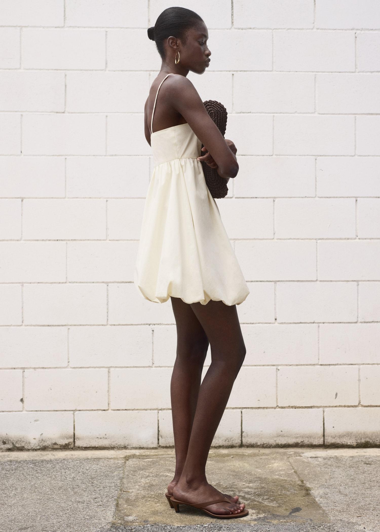 Balloon-effect embroidered dress - Women | MANGO USA Product Image
