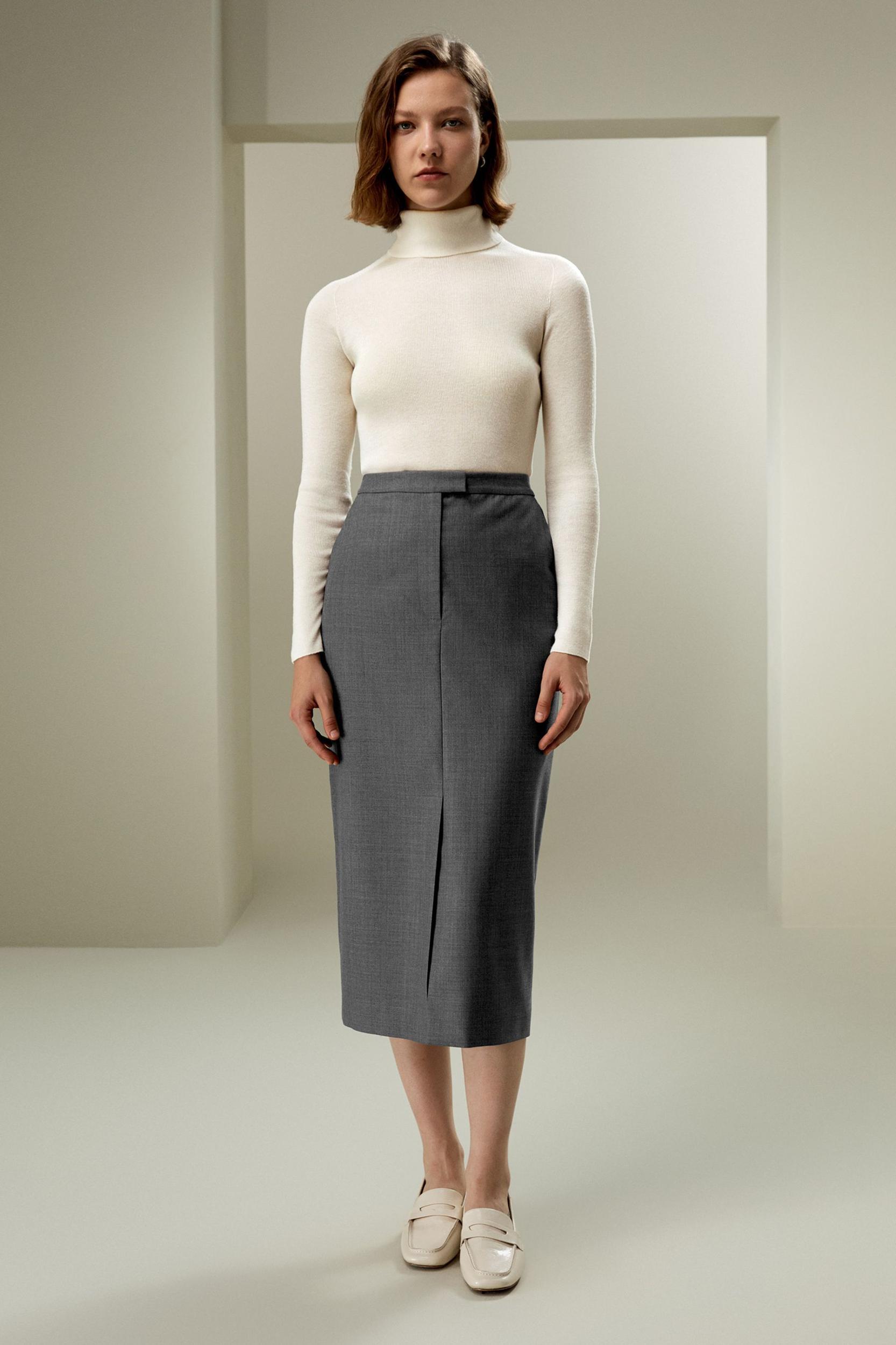 Modern Beauty Silk Wool Pencil Skirt Product Image