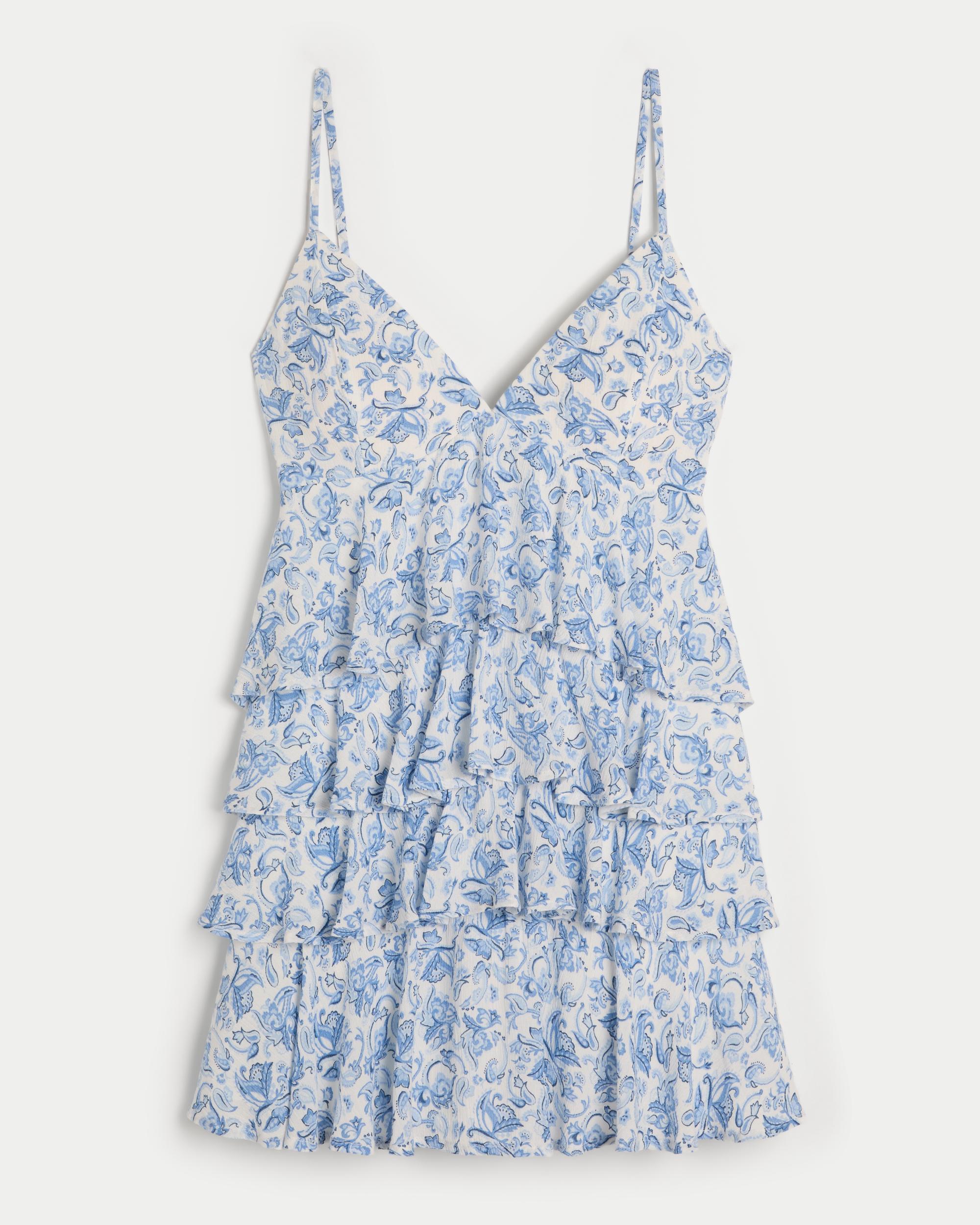 V-Neck Ruffled Tier Babydoll Mini Dress Product Image