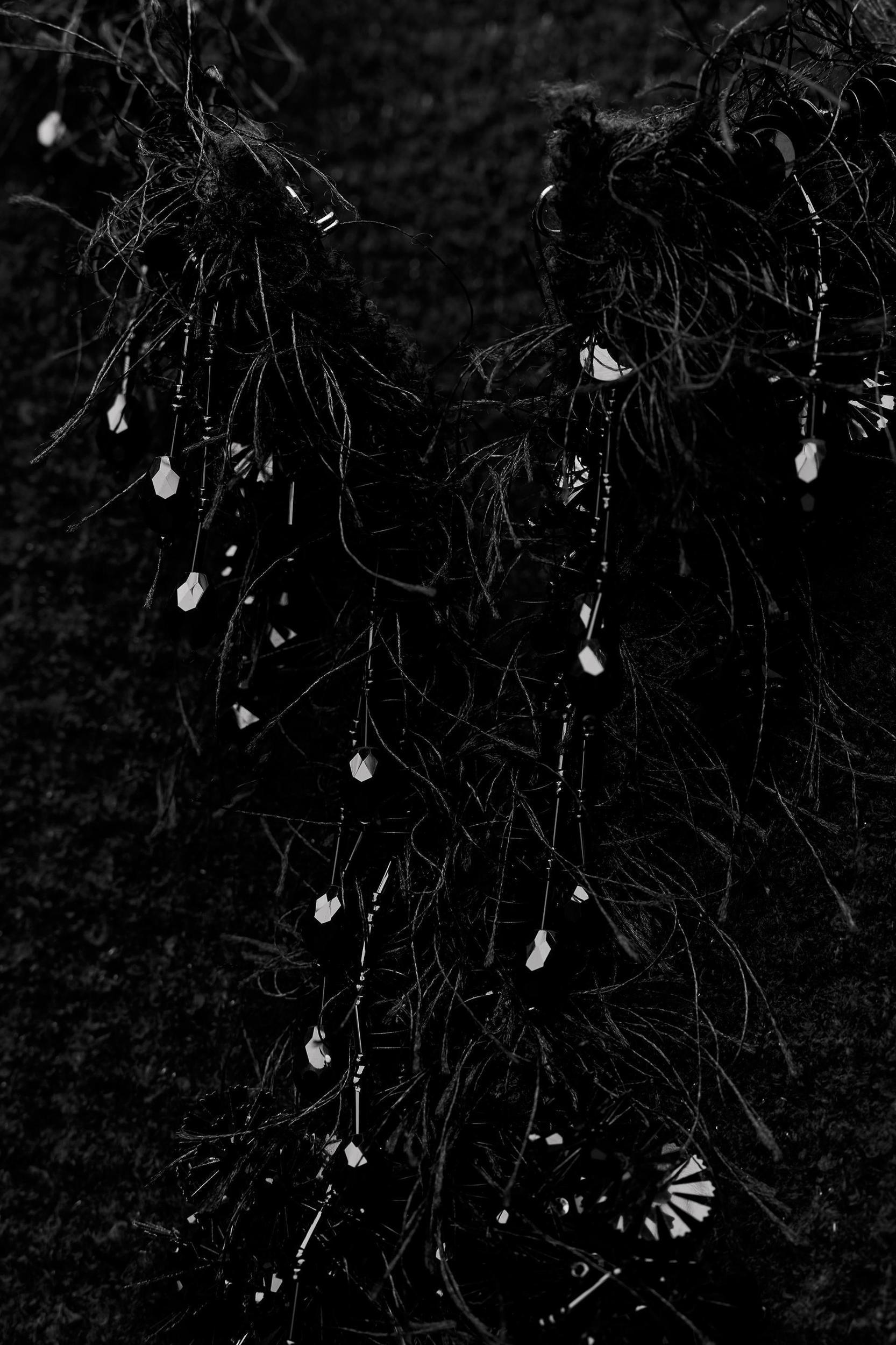 FRAYED BEADED TRIM KNIT SWEATER Product Image
