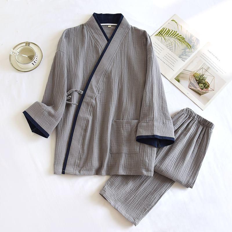 Pajama Set: Long-Sleeve Top + Pants Product Image