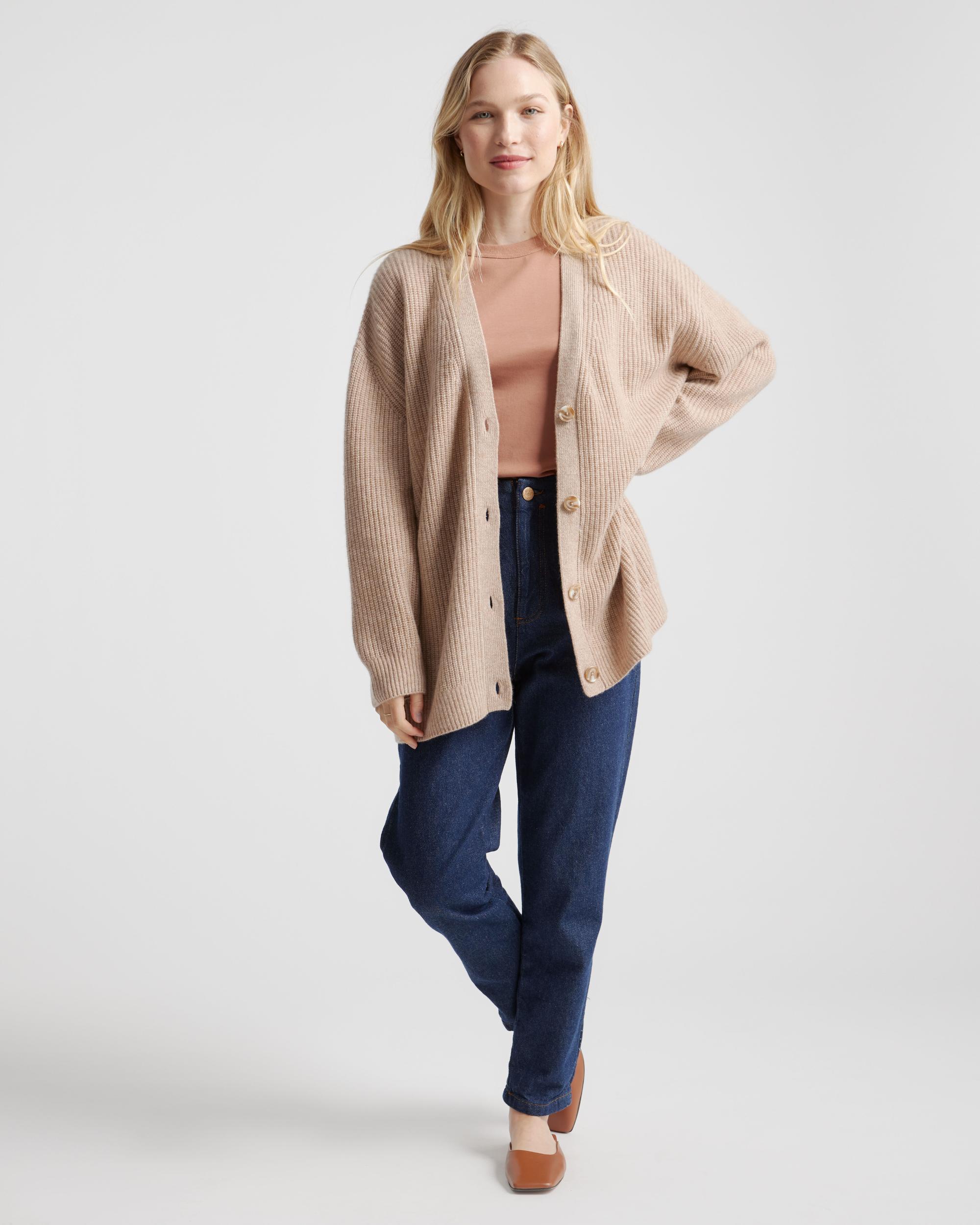 Quince | Women's Mongolian Spring Cashmere OverSized Boyfriend Cardigan Sweater Size XL Product Image