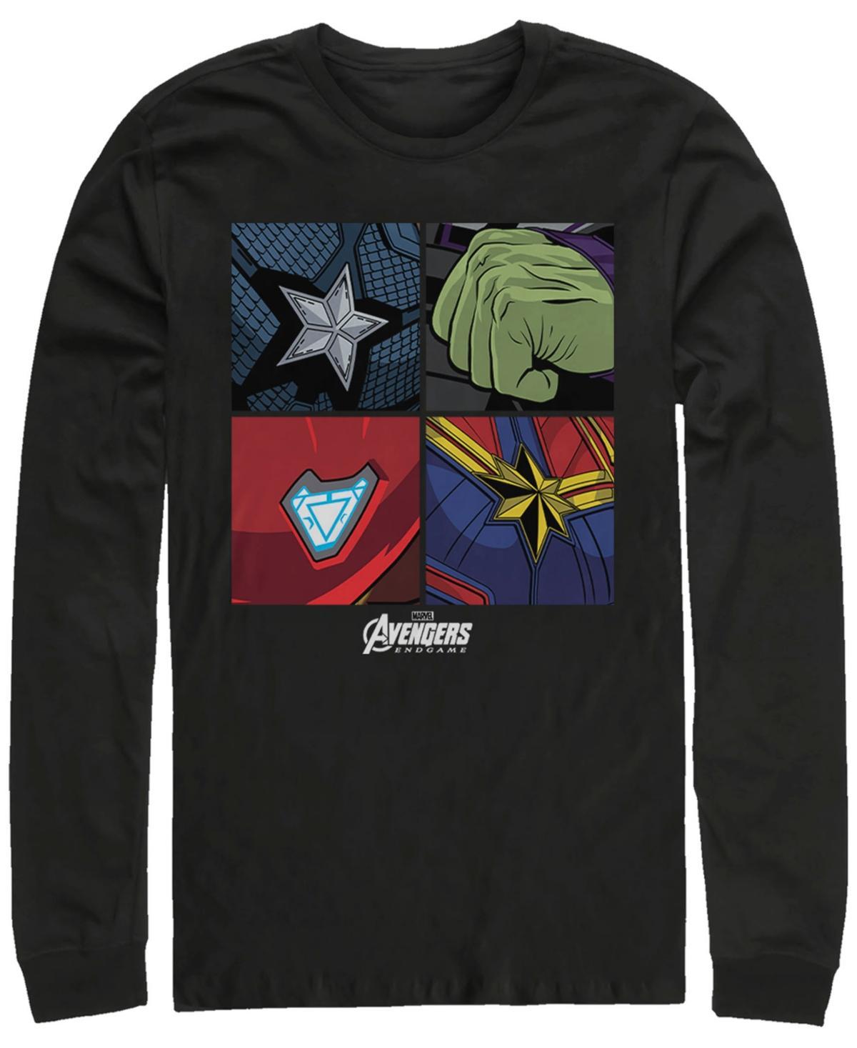 Men's Marvel Avengers Emblem Portrait Panels Long Sleeve Graphic Tee, Size: Small, Black Product Image