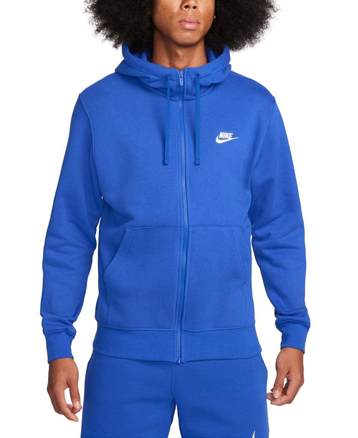 Mens Nike Sportswear Club Fleece Full-Zip Hoodie Black Navy White Product Image