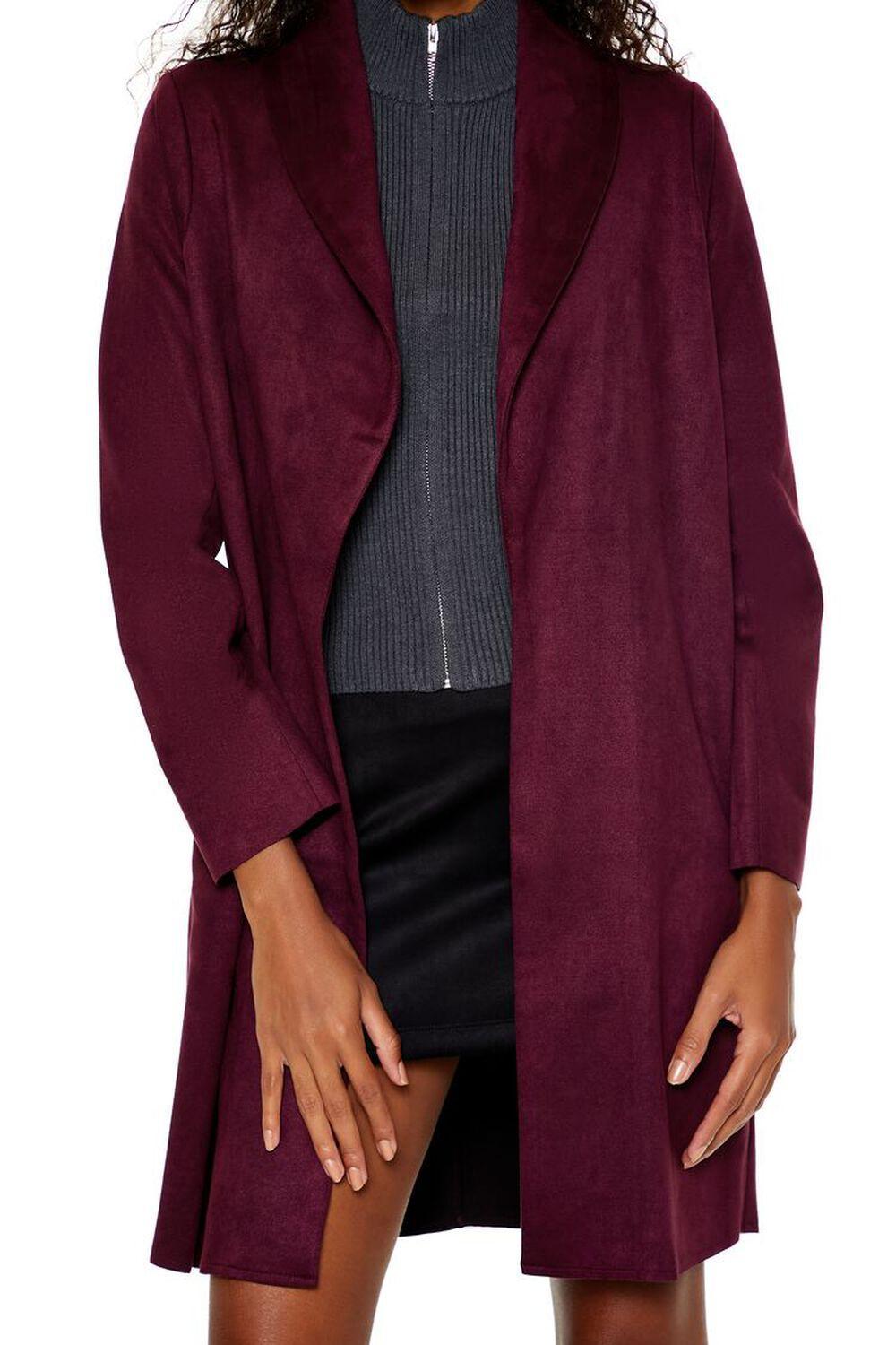 Faux Suede Open-Front Trench Coat | Forever 21 Product Image