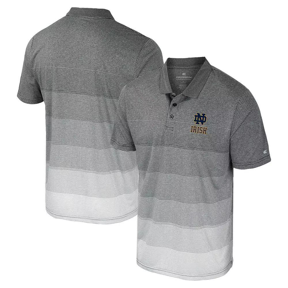 Men's Colosseum Gray Notre Dame Fighting Irish Striped Mesh Polo, Size: Small, Grey Product Image