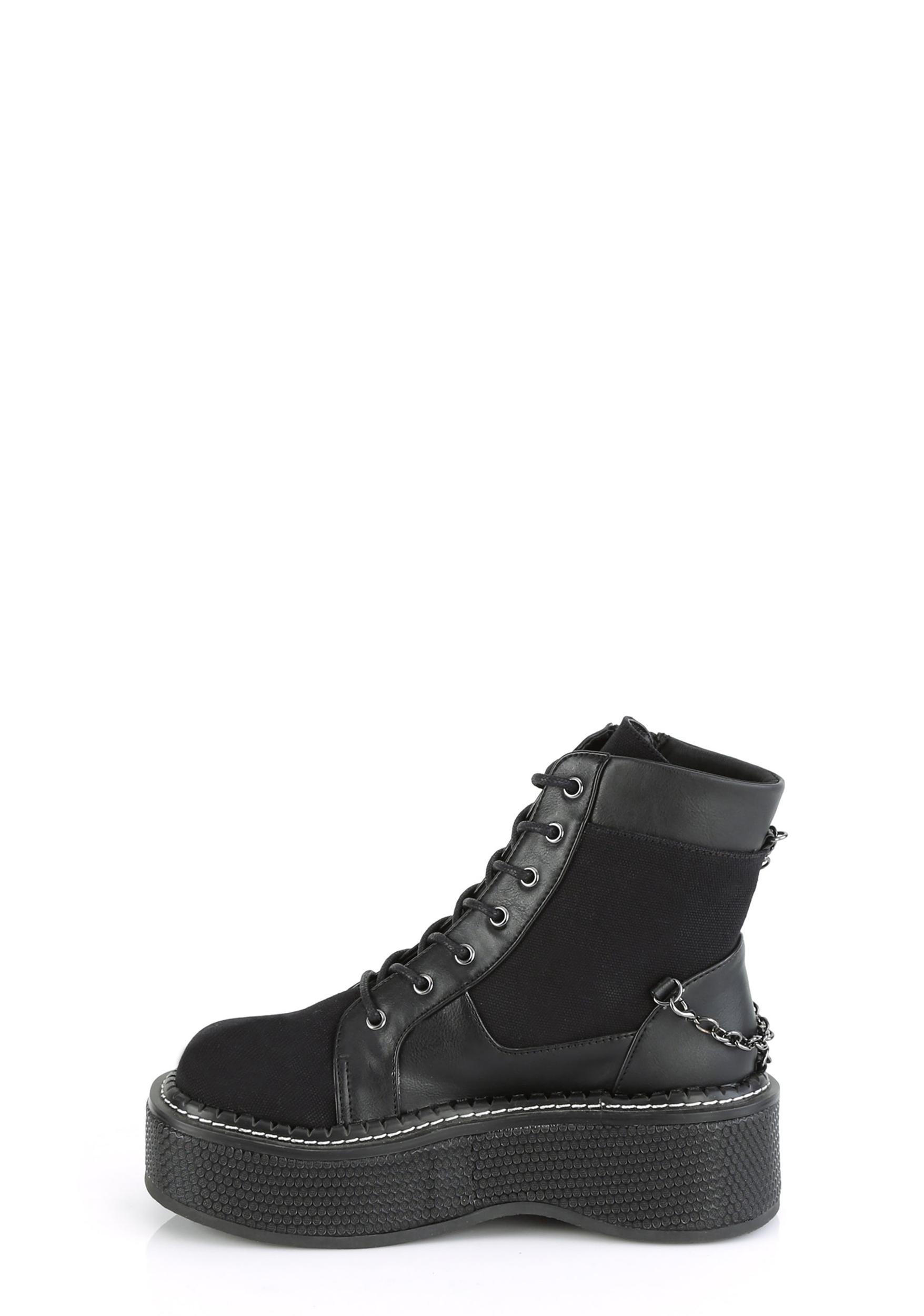 Demonia Emily-114 Chain Platform Boots - Black Product Image