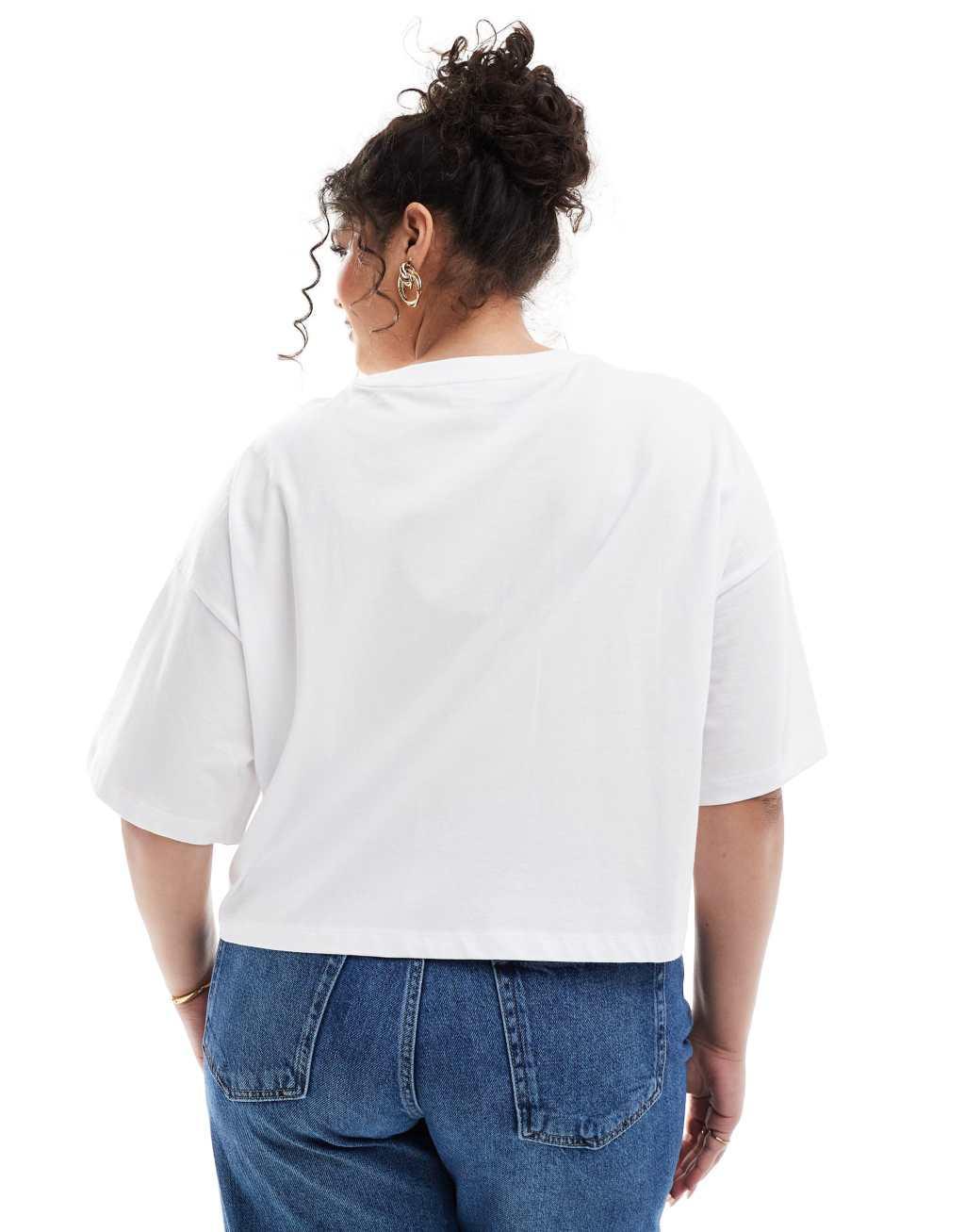 ONLY Curve cropped t-shirt with cowgirl graphic in white Product Image