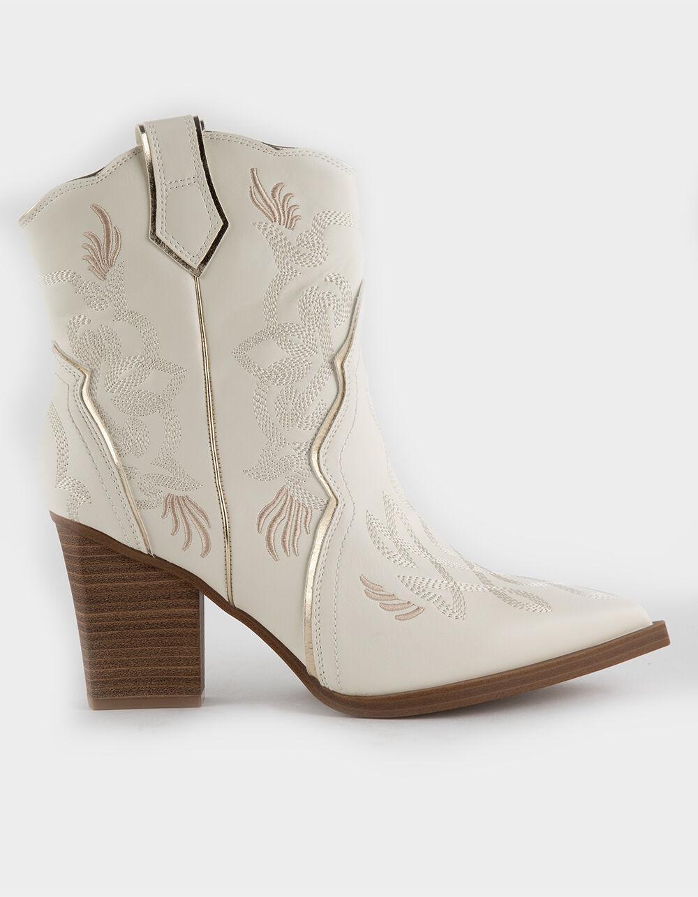 MIA Wendi Womens Western Short Boots - WHITE/GOLD Product Image