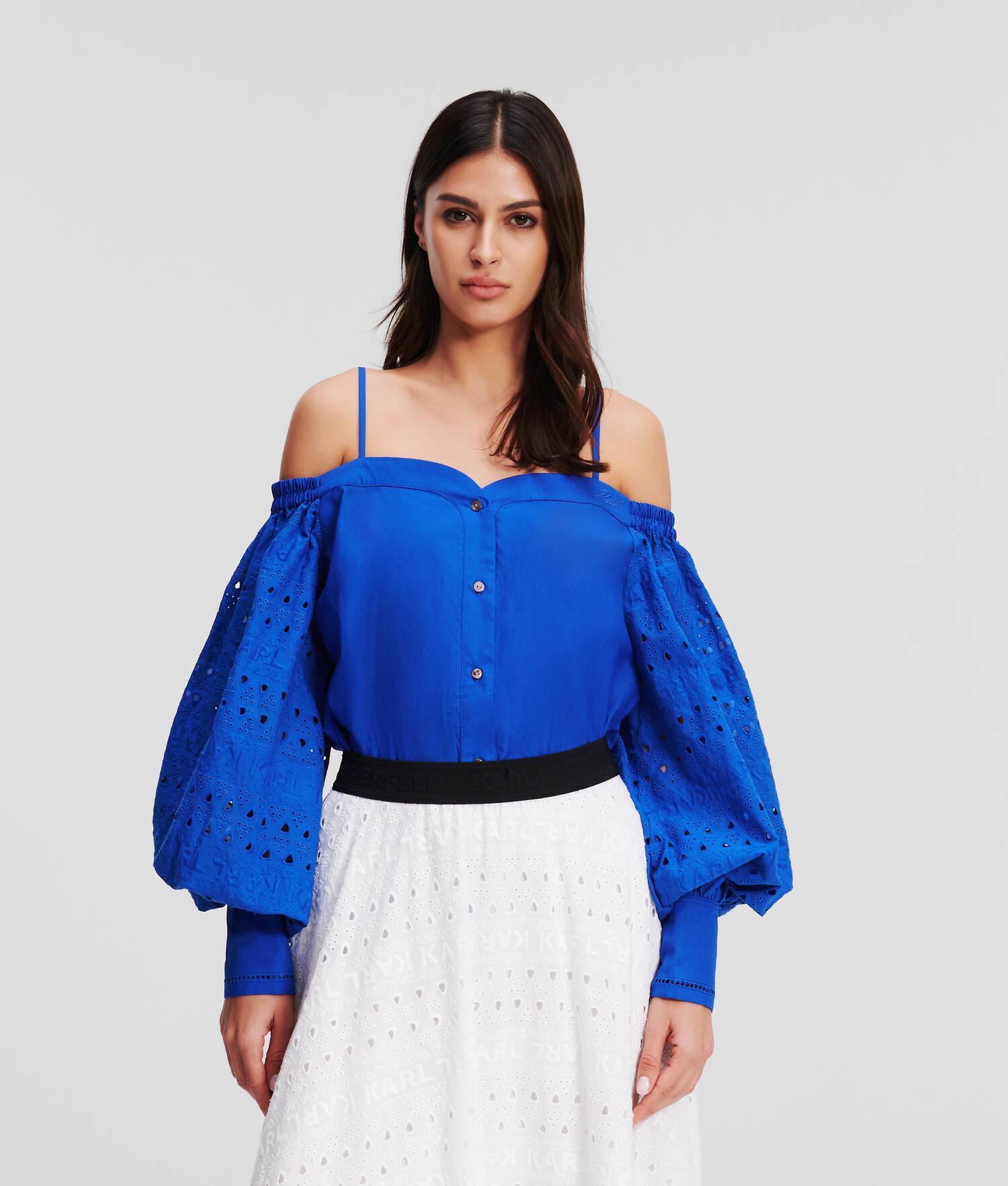 BRODERIE ANGLAISE OFF-SHOULDER SHIRT Product Image