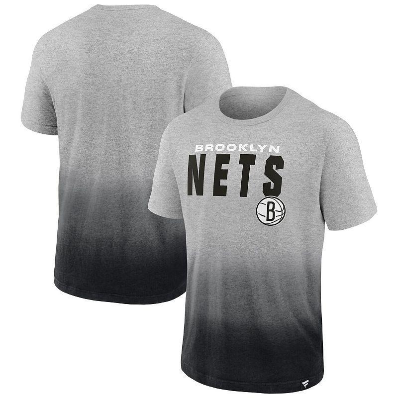 Mens Fanatics Branded Heathered Gray/Black Brooklyn Nets Board Crasher Dip-Dye T-Shirt Product Image