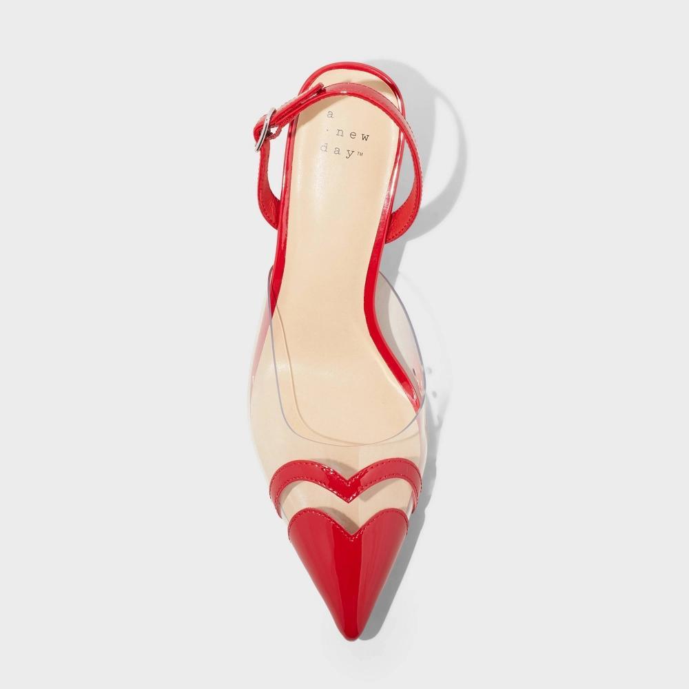 Womens Eleanor Heart Slingback Heels - A New Day Black 6.5 Product Image