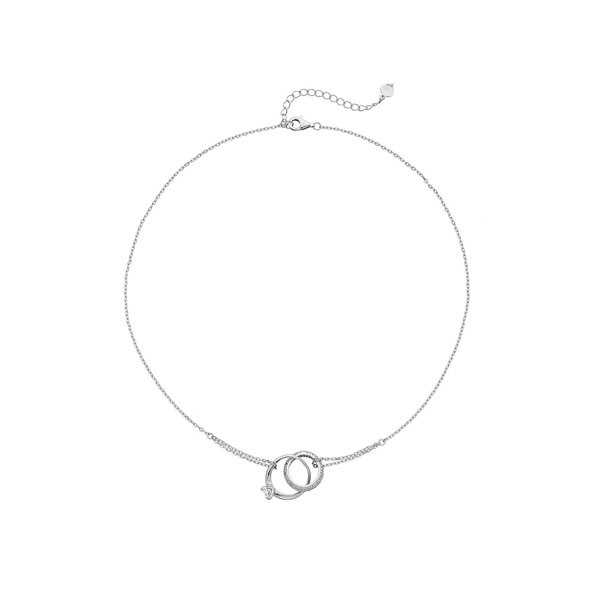 Sterling Silver Cubic Zirconia Engagement Ring Necklace, Women's Product Image