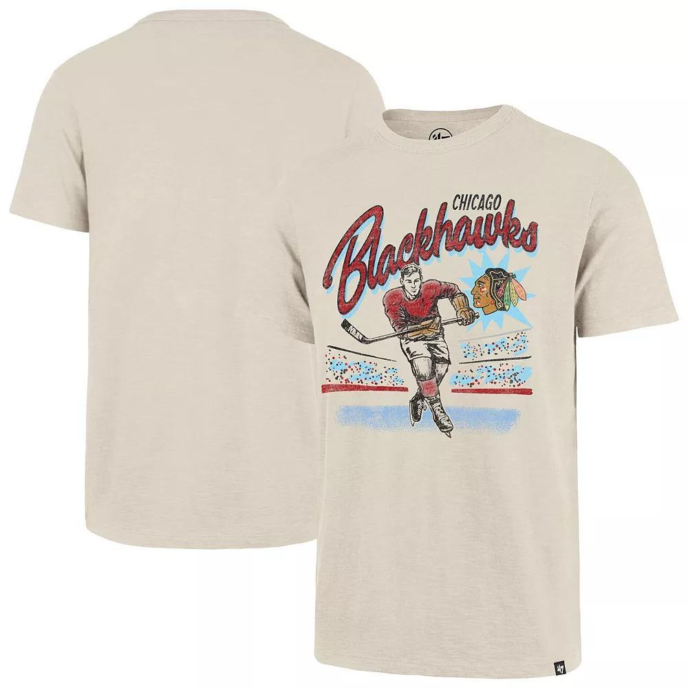 Men's '47  Natural Chicago Blackhawks Hockey Player Golden Age Scrum T-Shirt, Size: 3XL, Beige Product Image