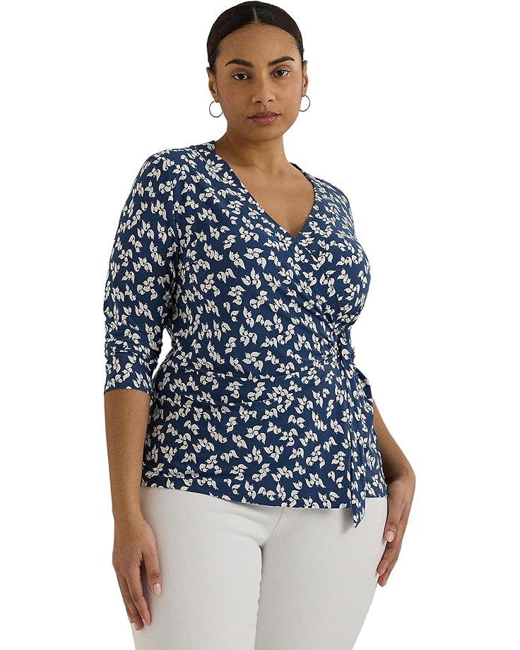 Plus Size Floral Stretch Cotton Boatneck Tee Product Image
