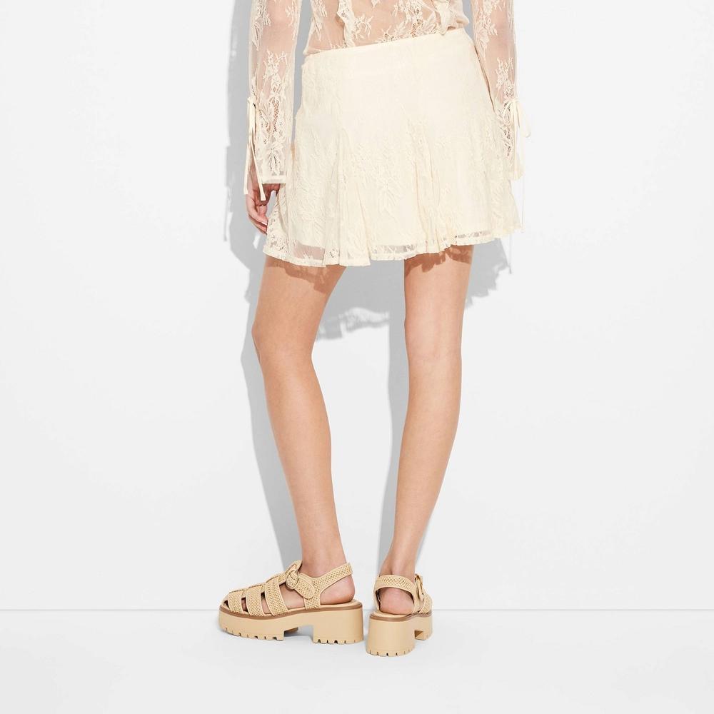 Women's Lace Godet Mini Skirt - Wild Fable™ Off-White XXS: High Rise, Pull-On, Extra Lightweight Product Image