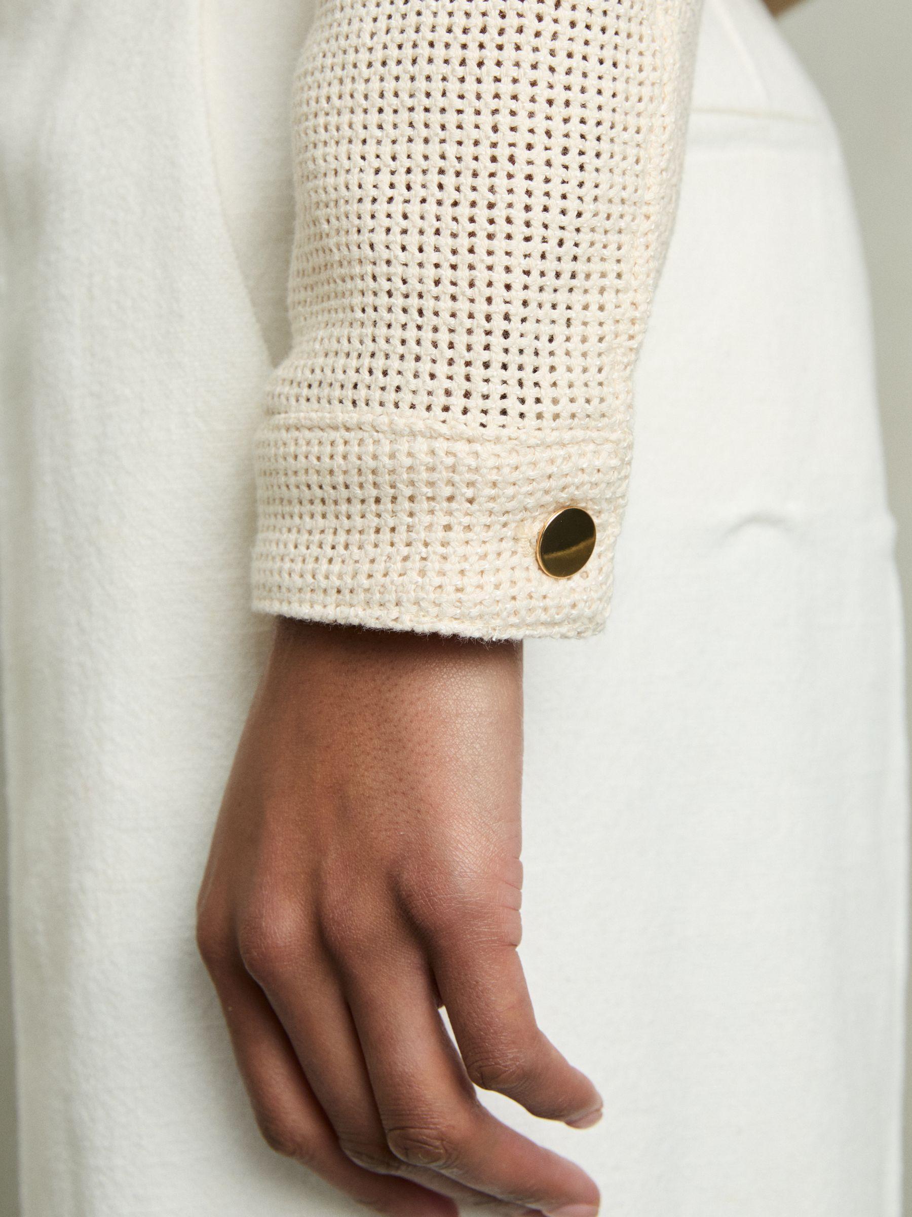 Cotton-Blend Textured Trucker Jacket in Neutral Product Image