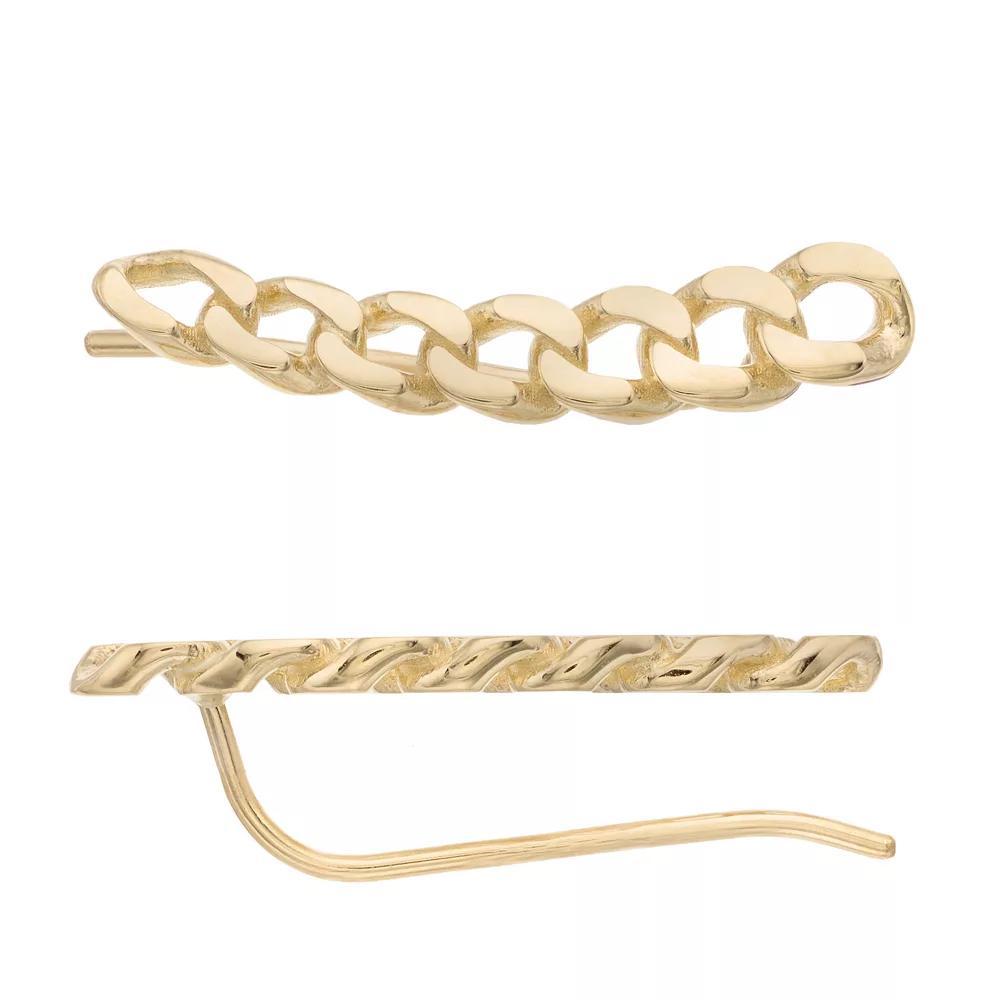 14k Gold Curb Chain Climber Earrings, Women's Product Image
