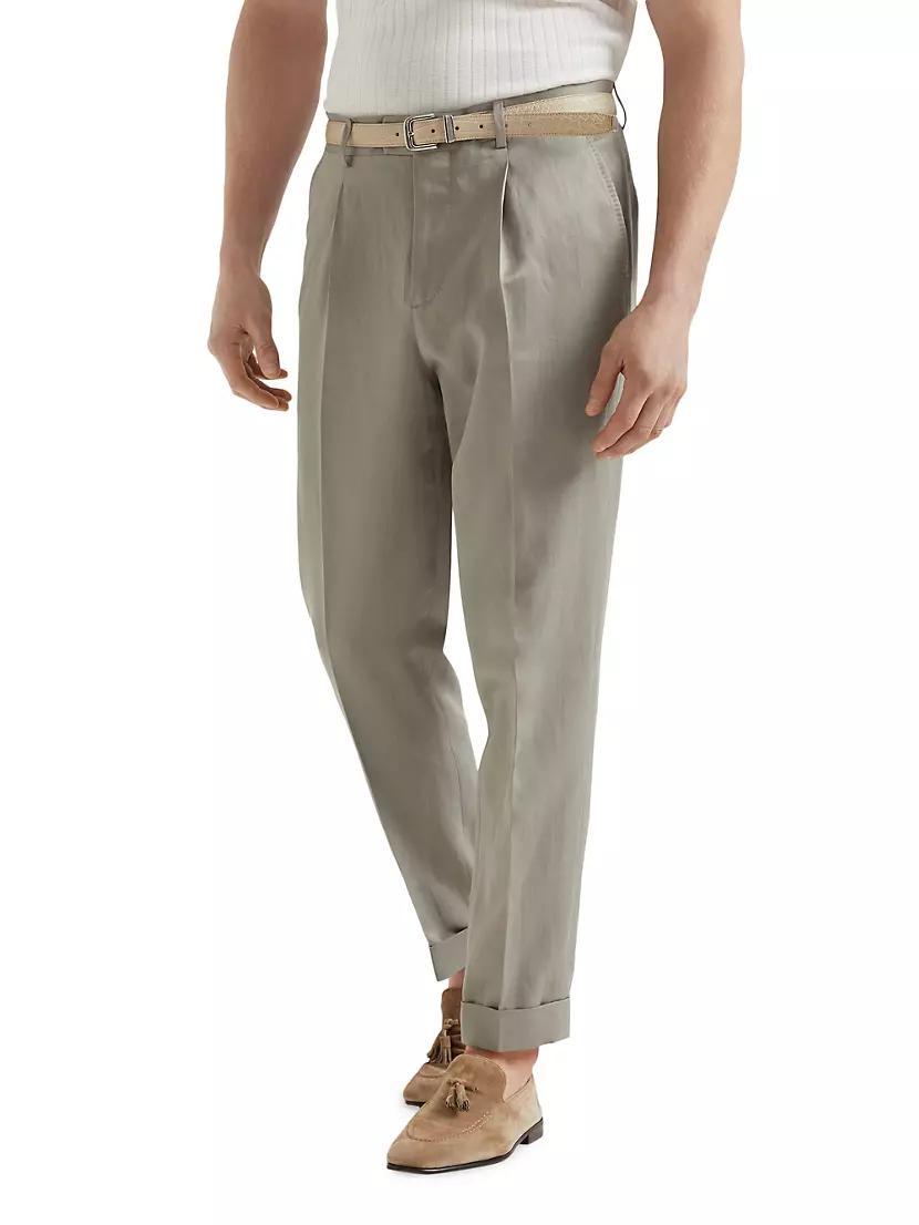 Délavé Silk and Linen Twill Leisure Fit Trousers Product Image