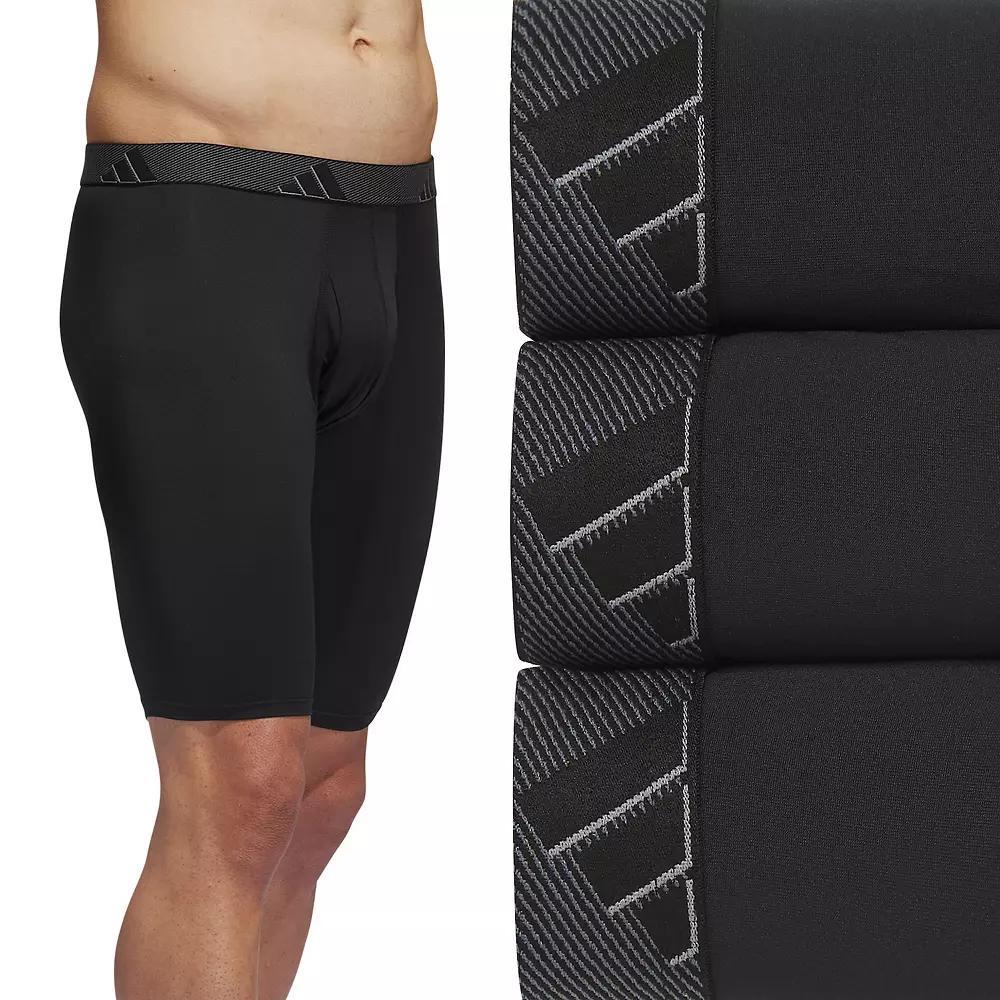 adidas Microfiber Long Boxer Briefs 3-Pack Black XL Mens Product Image