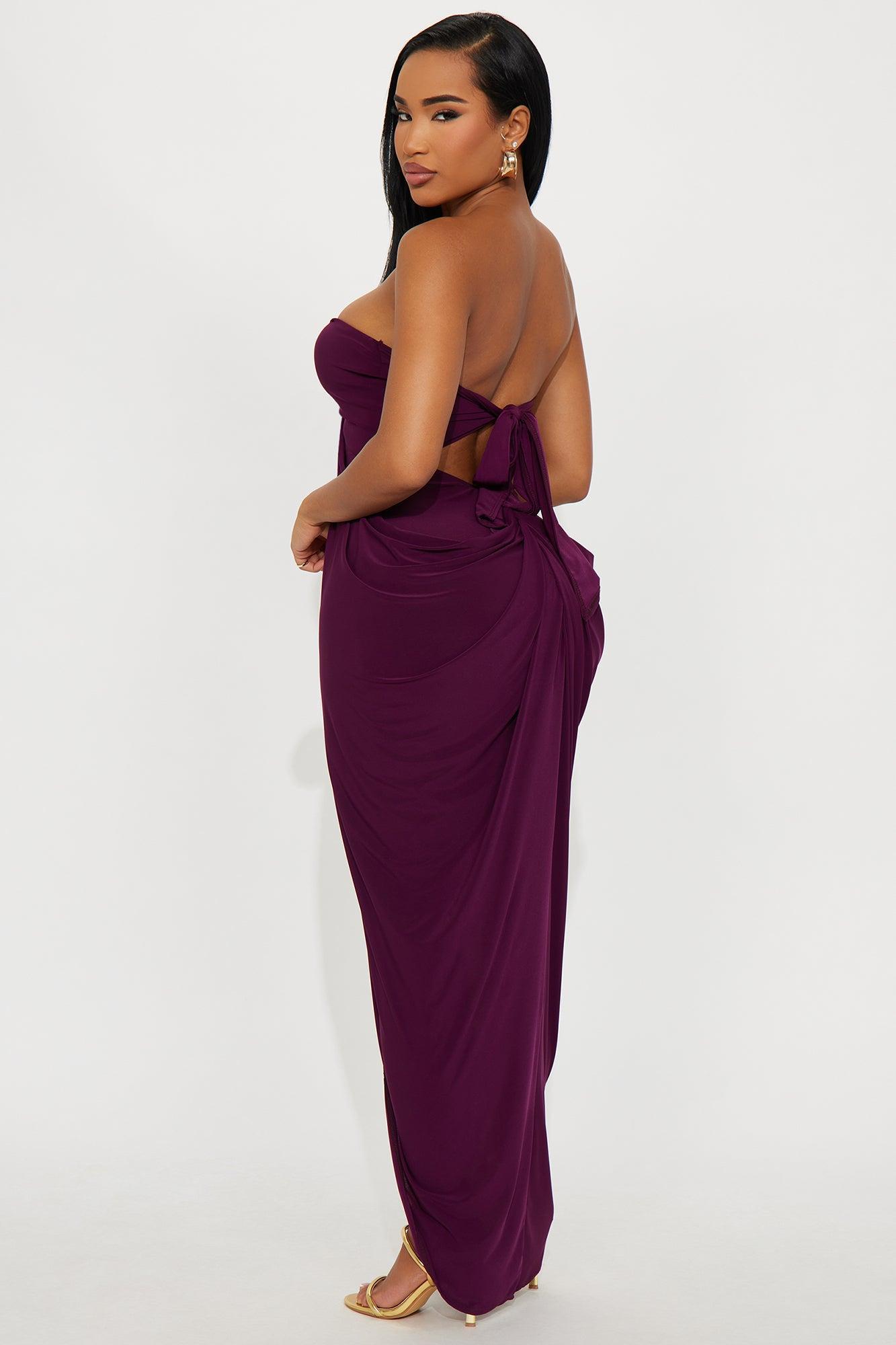 Wine And Dine Draped Maxi Dress - Plum Product Image