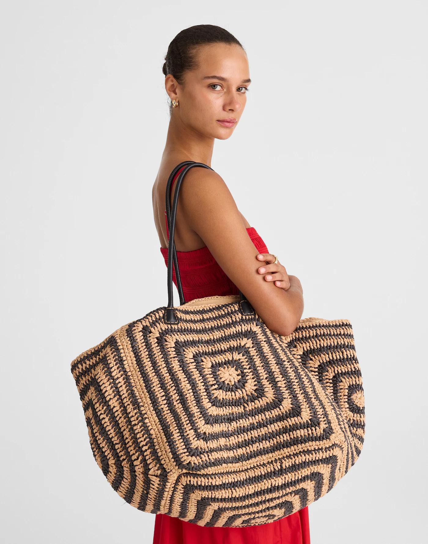 The Two-Toned Straw Tote Bag Product Image