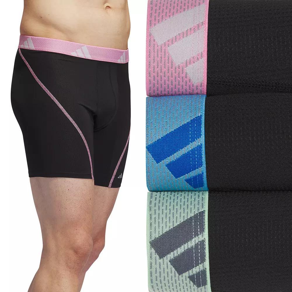 Men's adidas 3-pack Sport Performance Mesh Boxer Briefs, Size: Large, Black Pink Blue Burst Product Image
