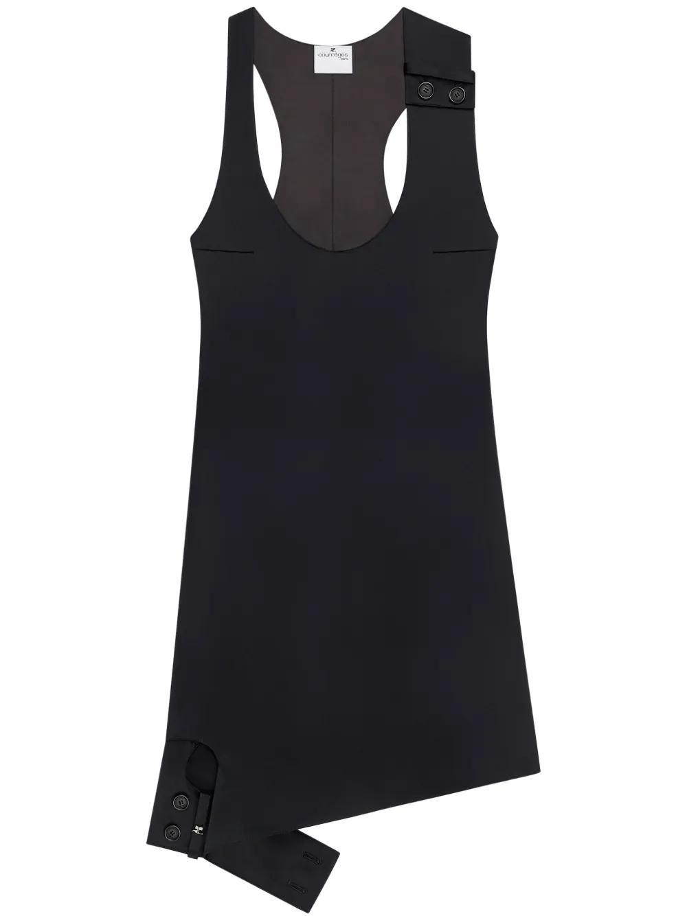 COURRÈGES Double-buckle Satin Dress In Black Product Image