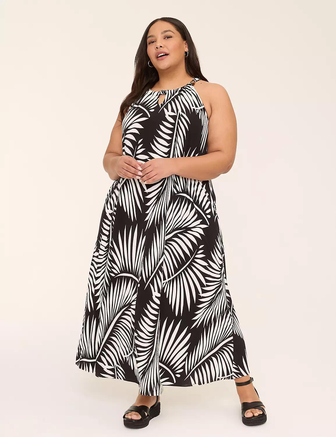 Beaded & Knot Halter-Neck Jersey Maxi Dress Product Image