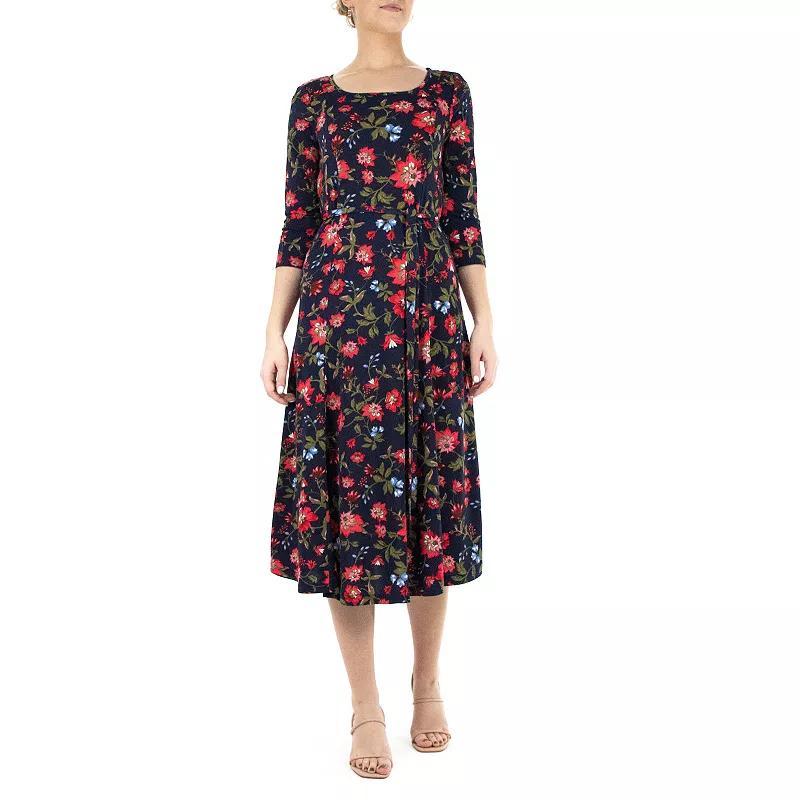 Women's Nina Leonard Sylvia Print Midi Dress, Size: Small, Marsala Geo Product Image