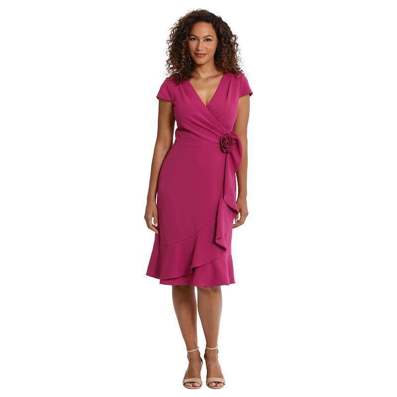 Women's London Times Rosette Wrap Cascade Ruffle Dress, Size: 16, Peri Product Image