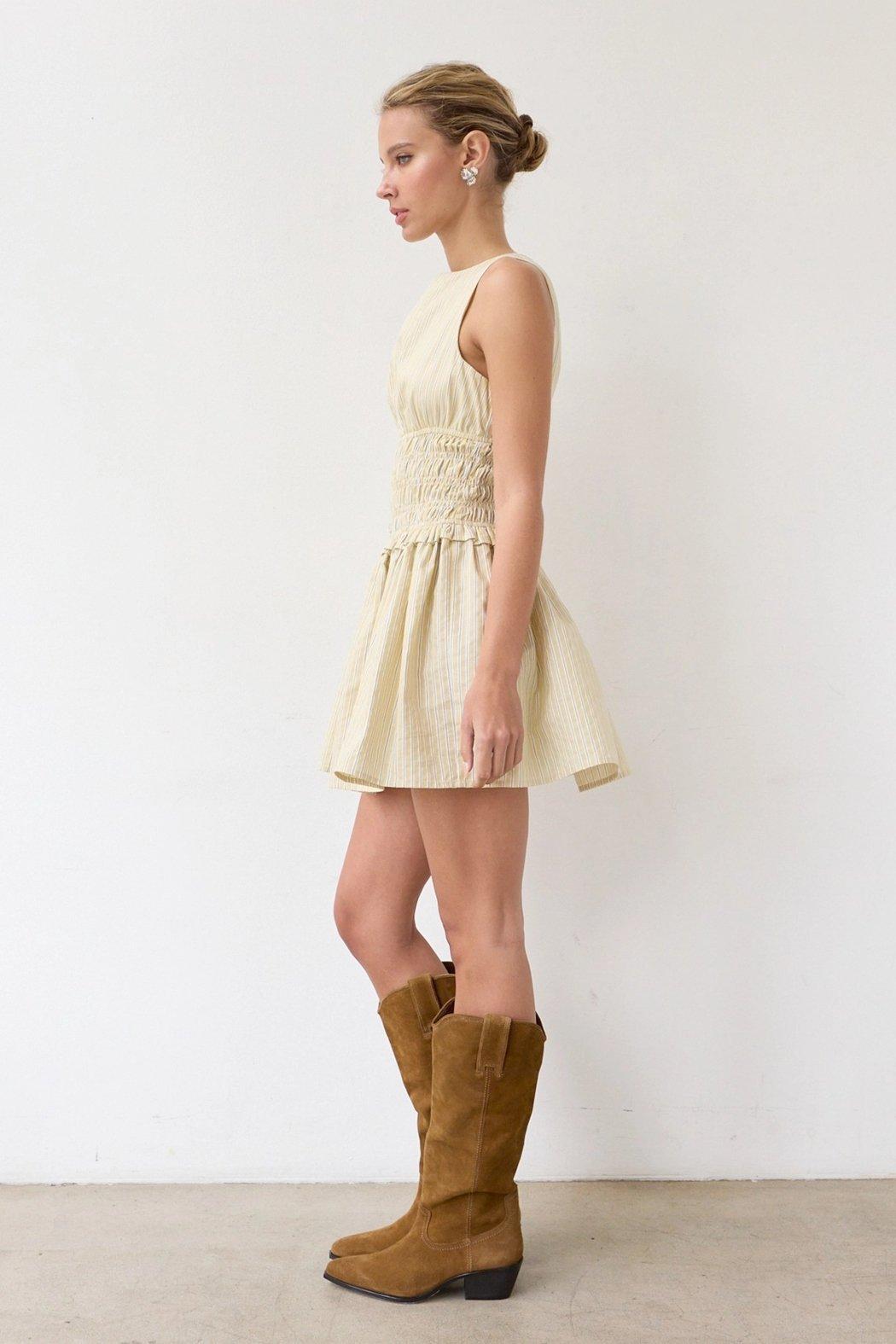 Pinstriped Smocked Minidress Product Image