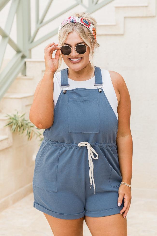 Stroll Through Town Blue Drawstring Short Overalls FINAL SALE Product Image