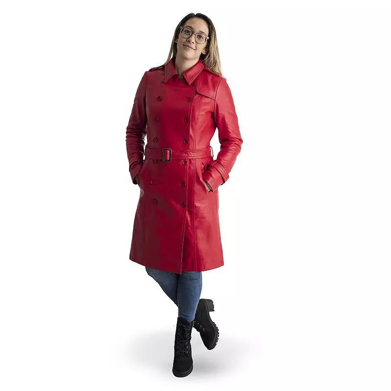 Women's Whet Blu Ashley Leather Trench Coat, Size: XXL, Black Product Image