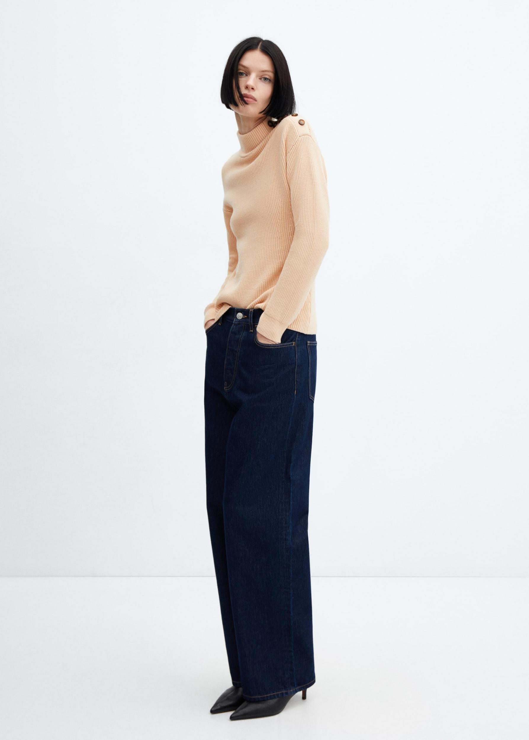 Shouder buttons ribbed sweater - Women | MANGO USA Product Image