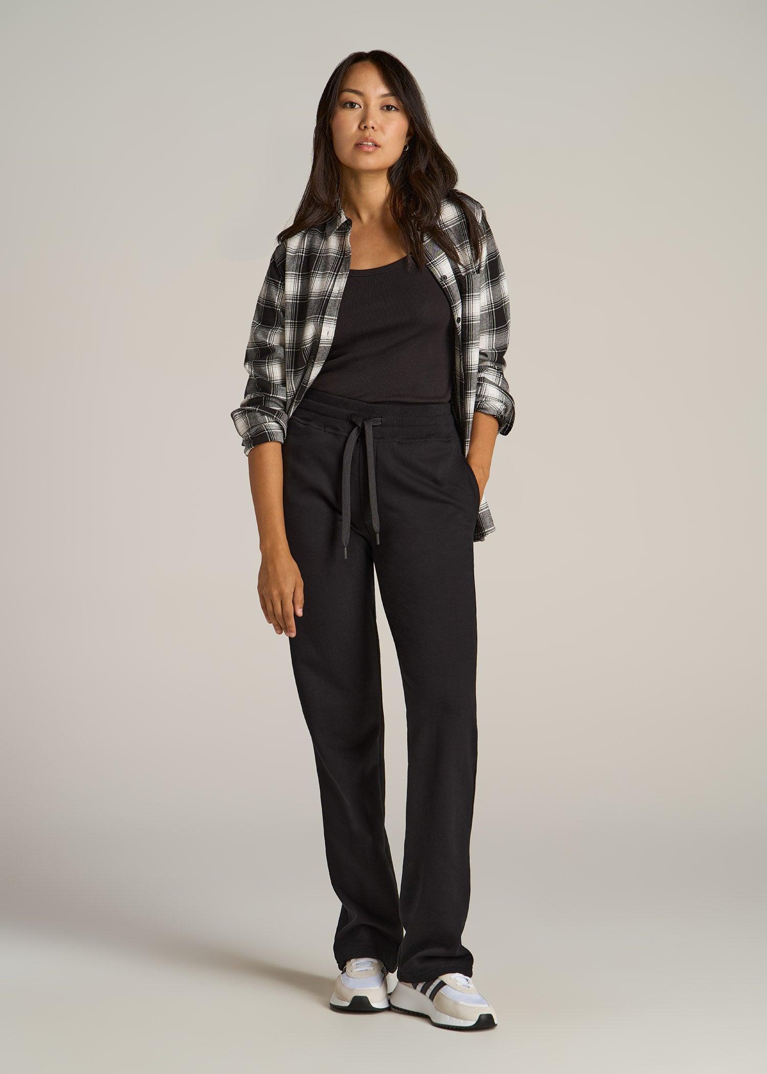 Wearever Fleece Open-Bottom Sweatpants for Tall Women in Black Product Image