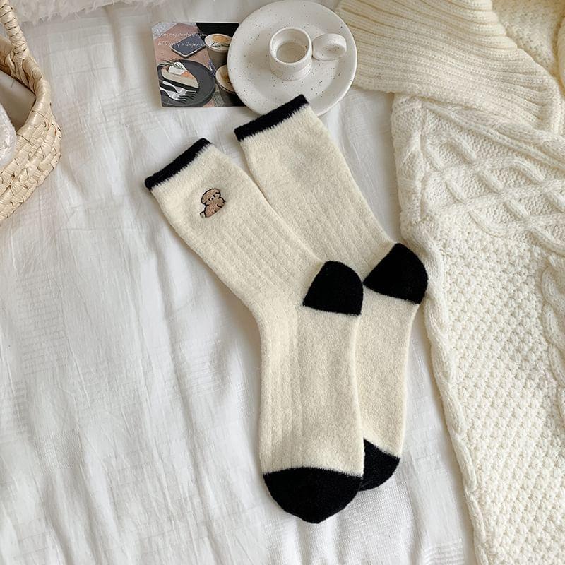 Dog Embroidered Socks / Dog Print Socks Product Image