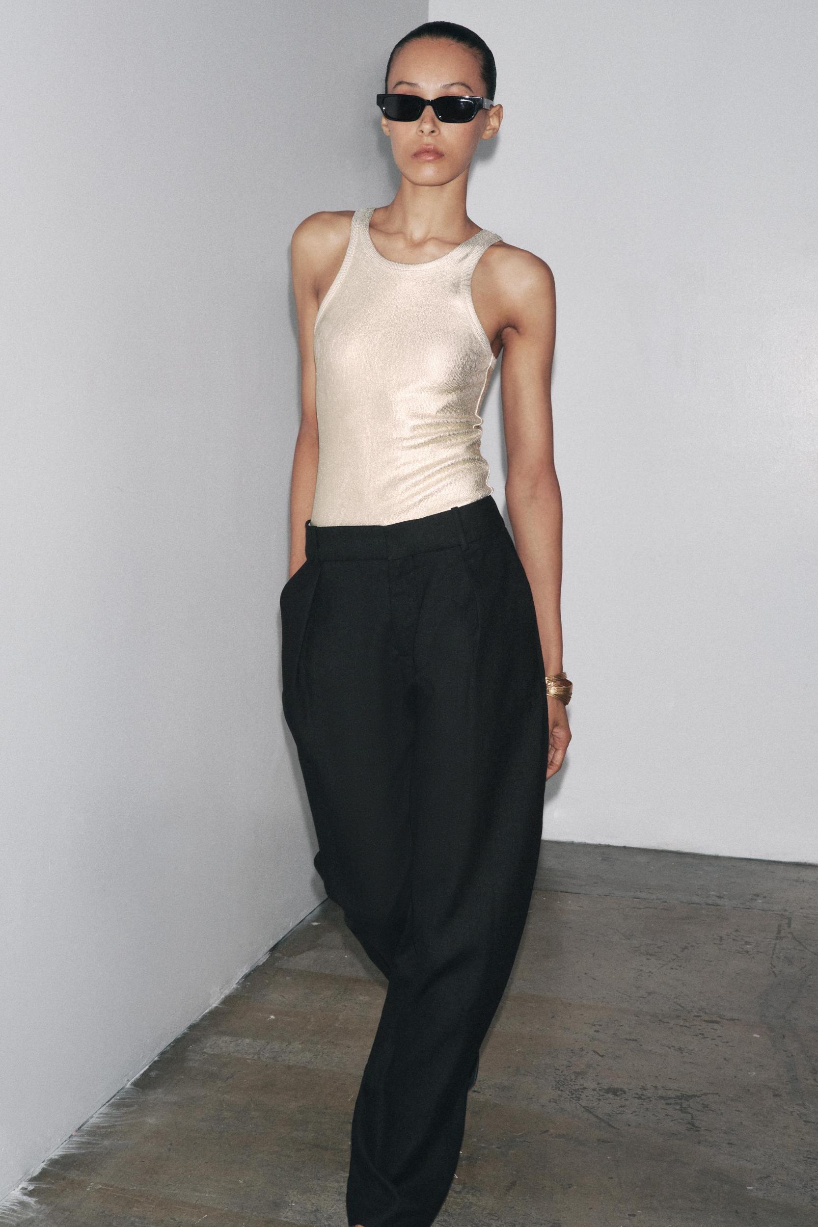 METALLIC RIBBED BODYSUIT Product Image