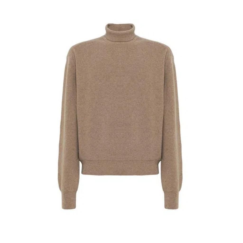 LEMAIRE High Neck Knitted Jumper In Latte Coffee Product Image