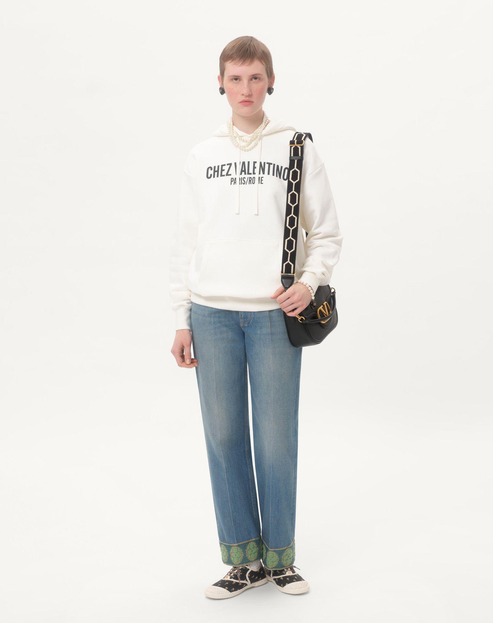 Valentino Garavani Alltime Shoulder Bag In Grainy Calfskin With Jacquard Ribbon Strap Product Image