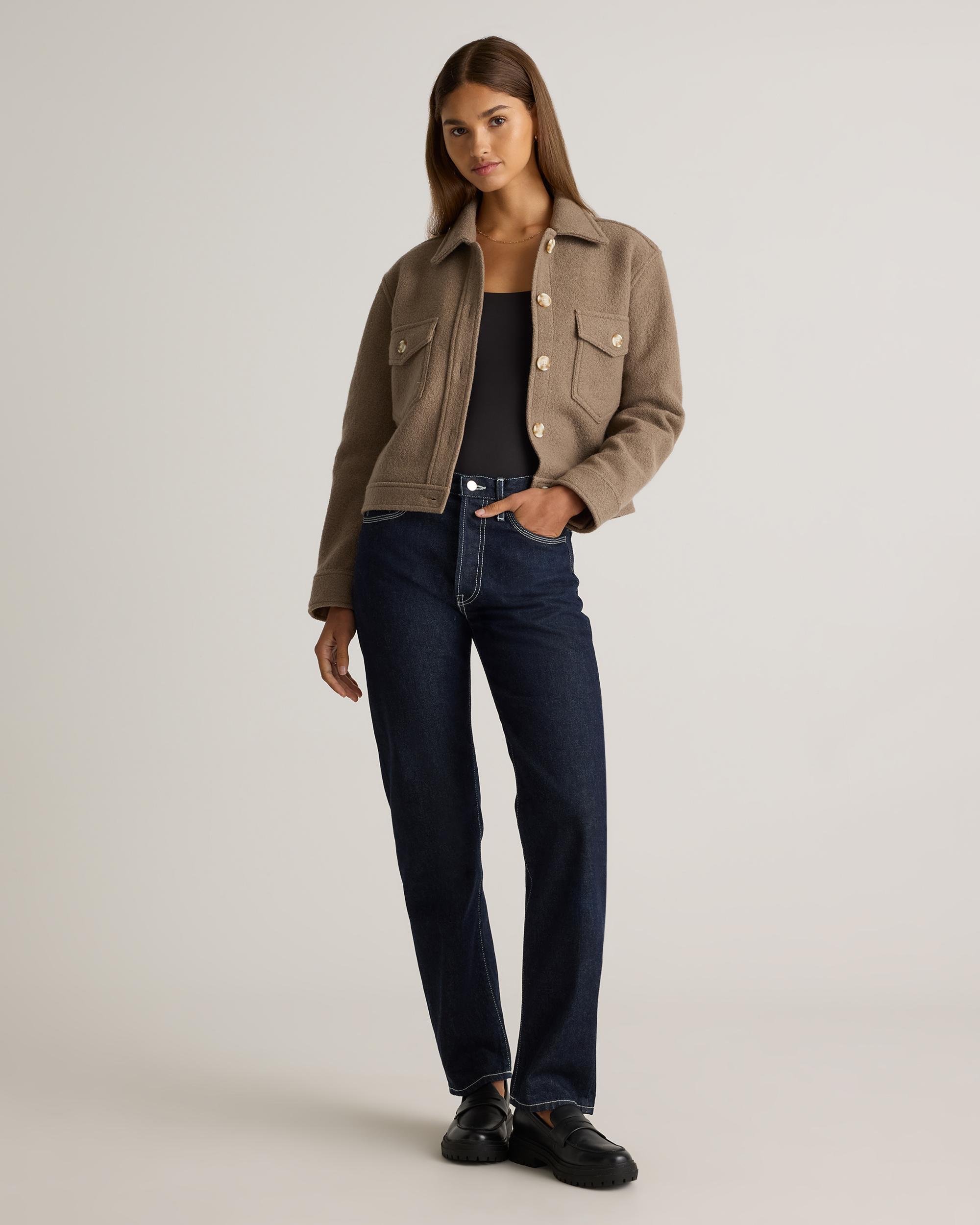 Quince | Women's 100% Merino Wool Cropped Shirt Jacket Product Image
