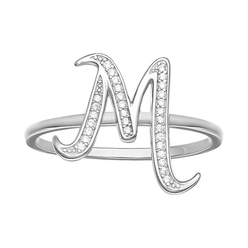 PRIMROSE Sterling Silver Cubic Zirconia Initial Ring, Women's, Size: 7, Sterling Silver T Product Image