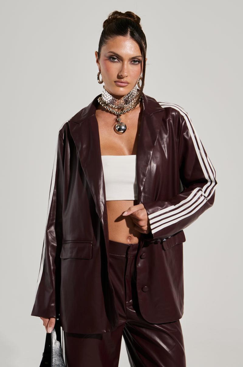DAYTIME LOVIN OVERSIZED BLAZER IN BURGUNDY Product Image