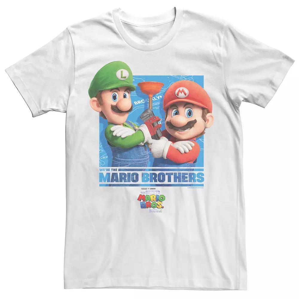 Men's The Super Mario Bros. Movie Plumber Brothers Graphic Tee, Size: Medium, White Product Image