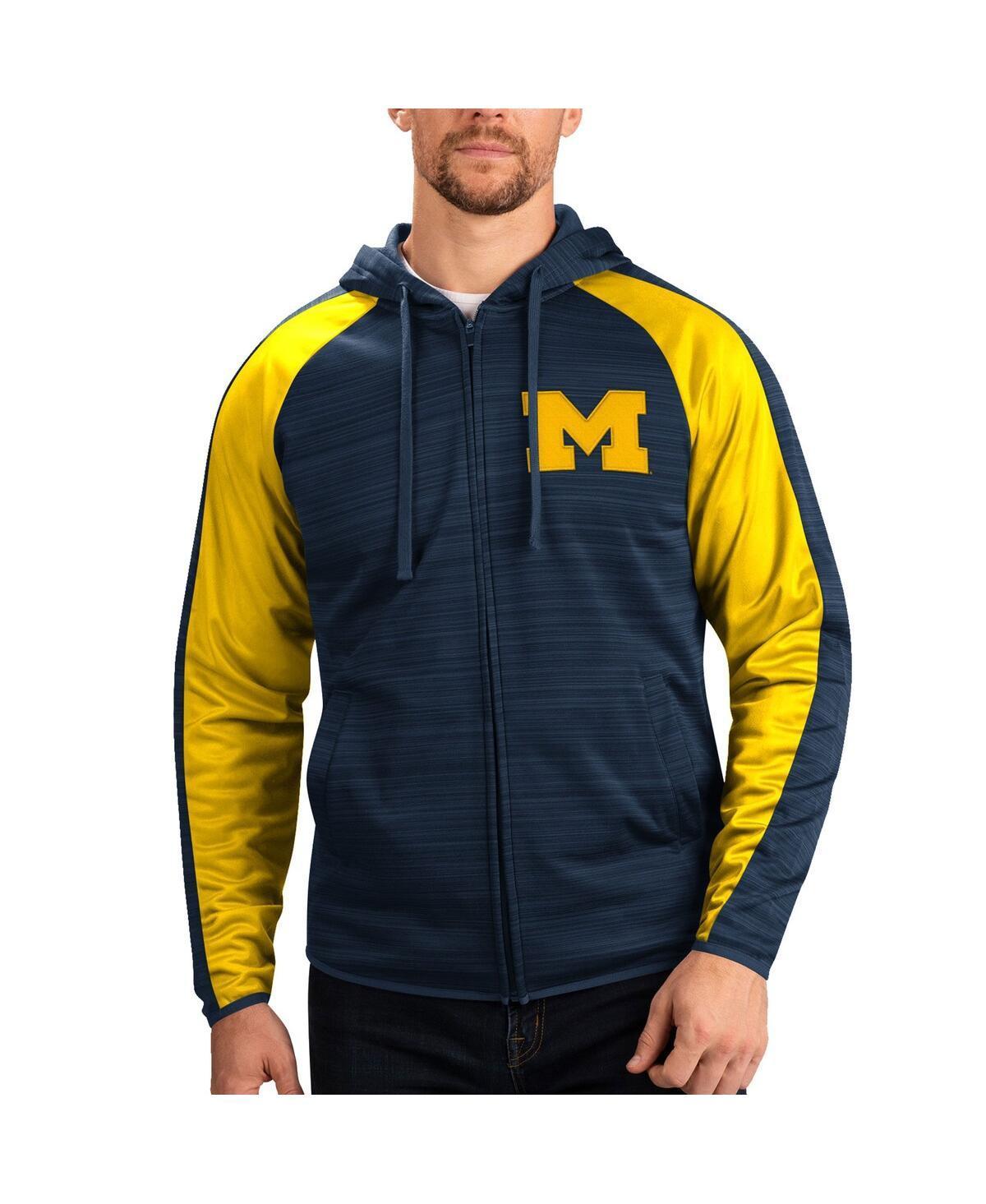 Men's G-III Sports by Carl Banks Navy Michigan Wolverines Neutral Zone Raglan Full-Zip Track Jacket Hoodie, Size: XL, Blue Product Image